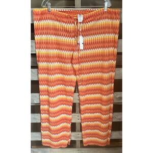 NWT Trina Turk Chevron Orange Beach Pants Size XL Relaxed Drawstring Swim & Spa